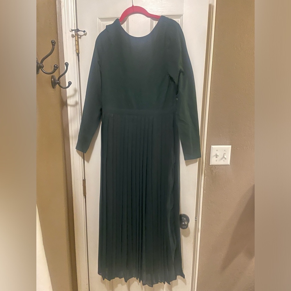 J. Crew Pleated ballet dress in stretch cotton blend Medium Dark Forest NWT - Picture 3 of 7